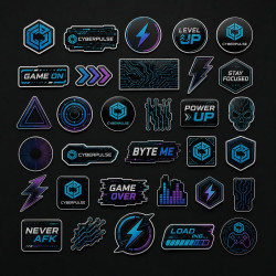 Pack 30 stickers vinyle gaming GridSticker Pack - décoration setup