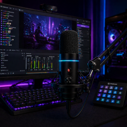 Micro de Bureau Cardioïde SignalMic Pro - RGB et Filtre anti-pop / CyberPulse