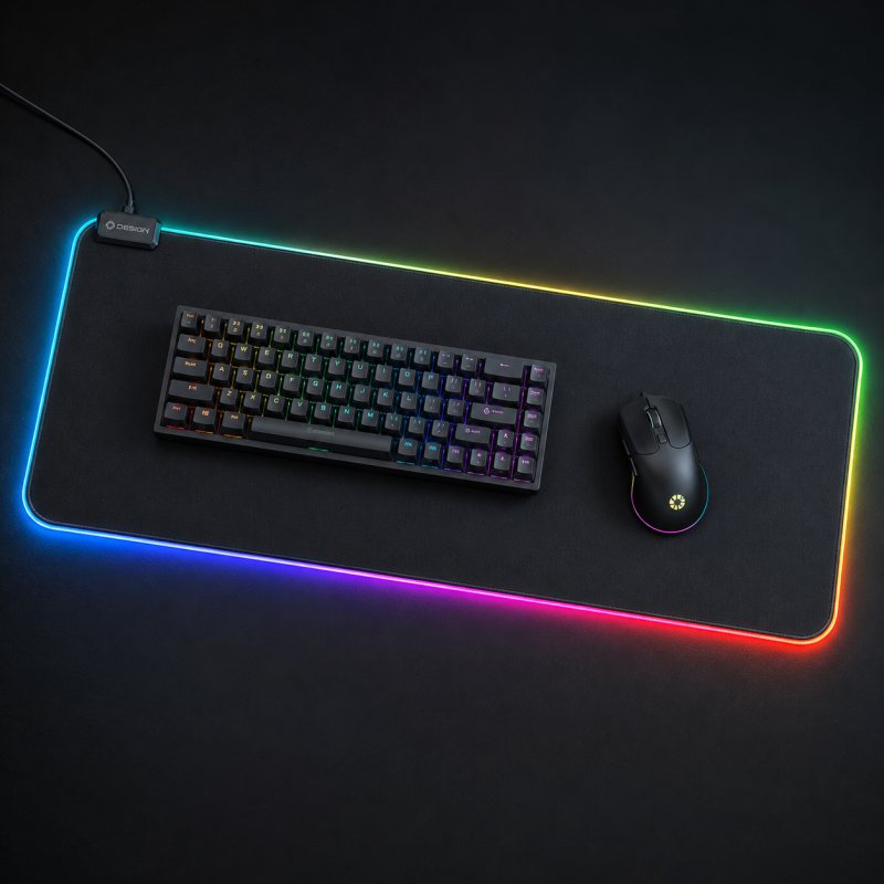 Tapis de souris XXL RGB NodePad - 900×400 mm et 14 zones lumineuses